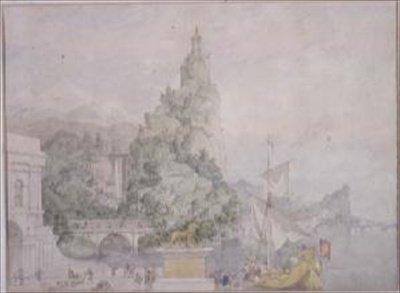 Composición de Paisaje: Estudio para una Escena de Fondo para el Teatro en el Asilo de Broadmoor de Richard Dadd